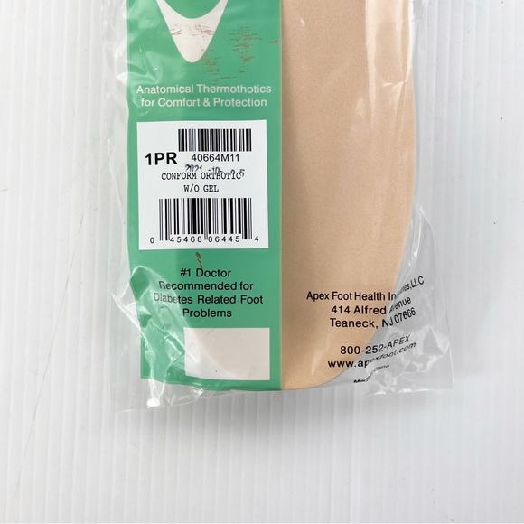 Apex Beige Anatomical Conform Orthotic without Gel Diabetic Insole - Picture 2 of 5